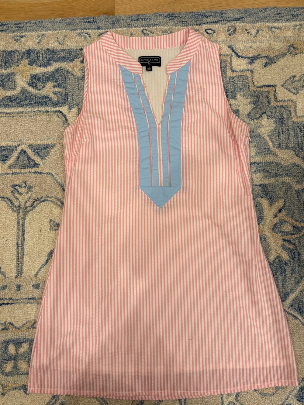 Duffield Lane Pink and Light Blue Striped Sleeveless Tunic